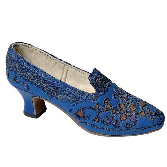 Vintage Just The Right Shoe Victorian The Empress Miniature High Heel 3D Blue - Picture 15 of 15